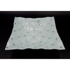 Debora Carlucci Square Candy Dish Bowl Glass Crystal Gem Cushioned Made in Italy